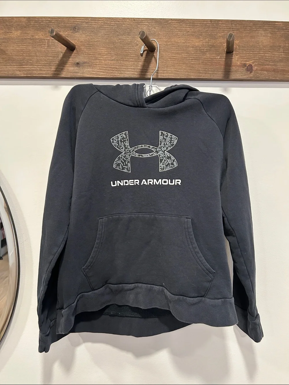 Under Armour Black Pullover Hoodie with Logo Print